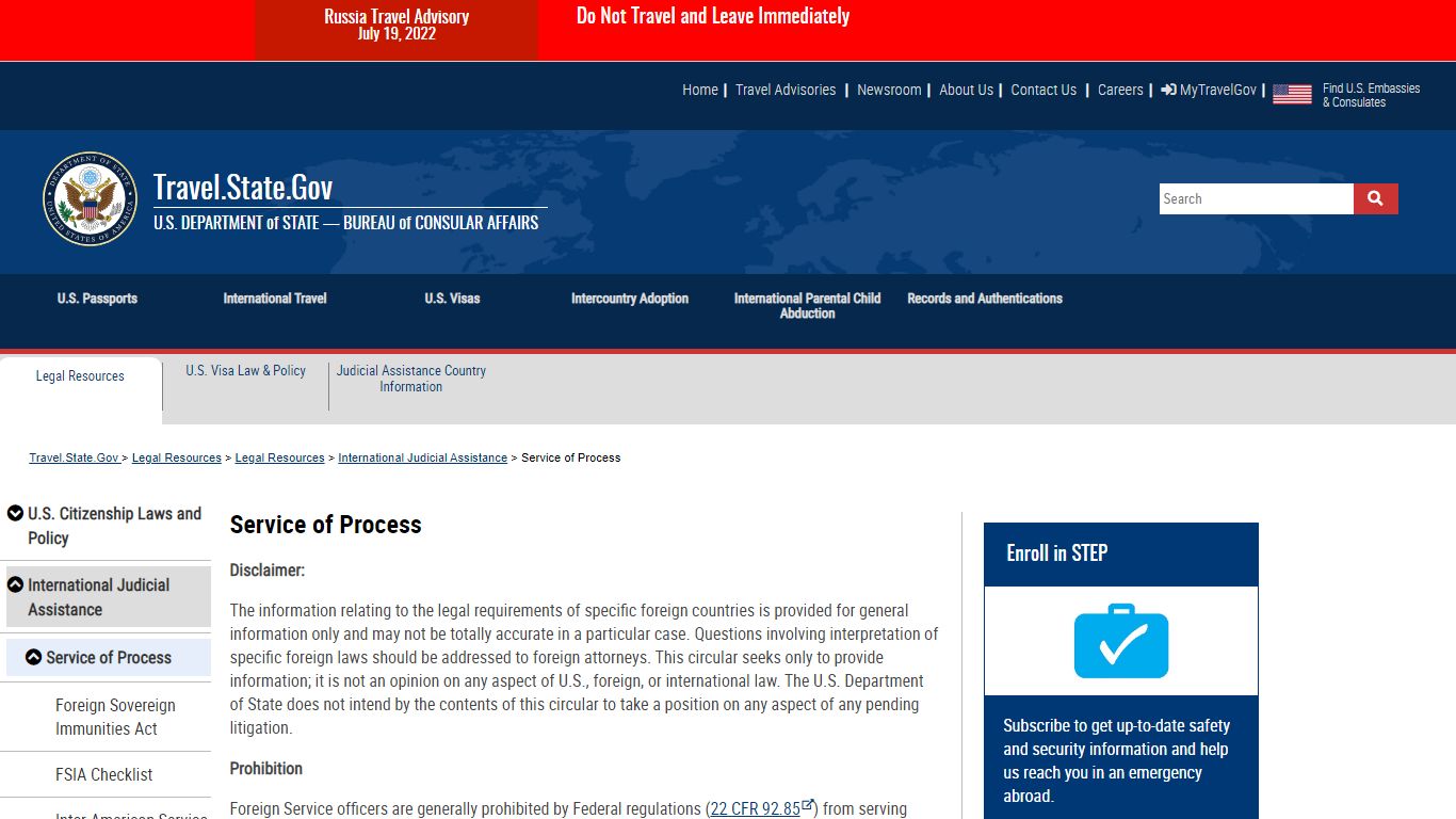 Service of Process - United States Department of State