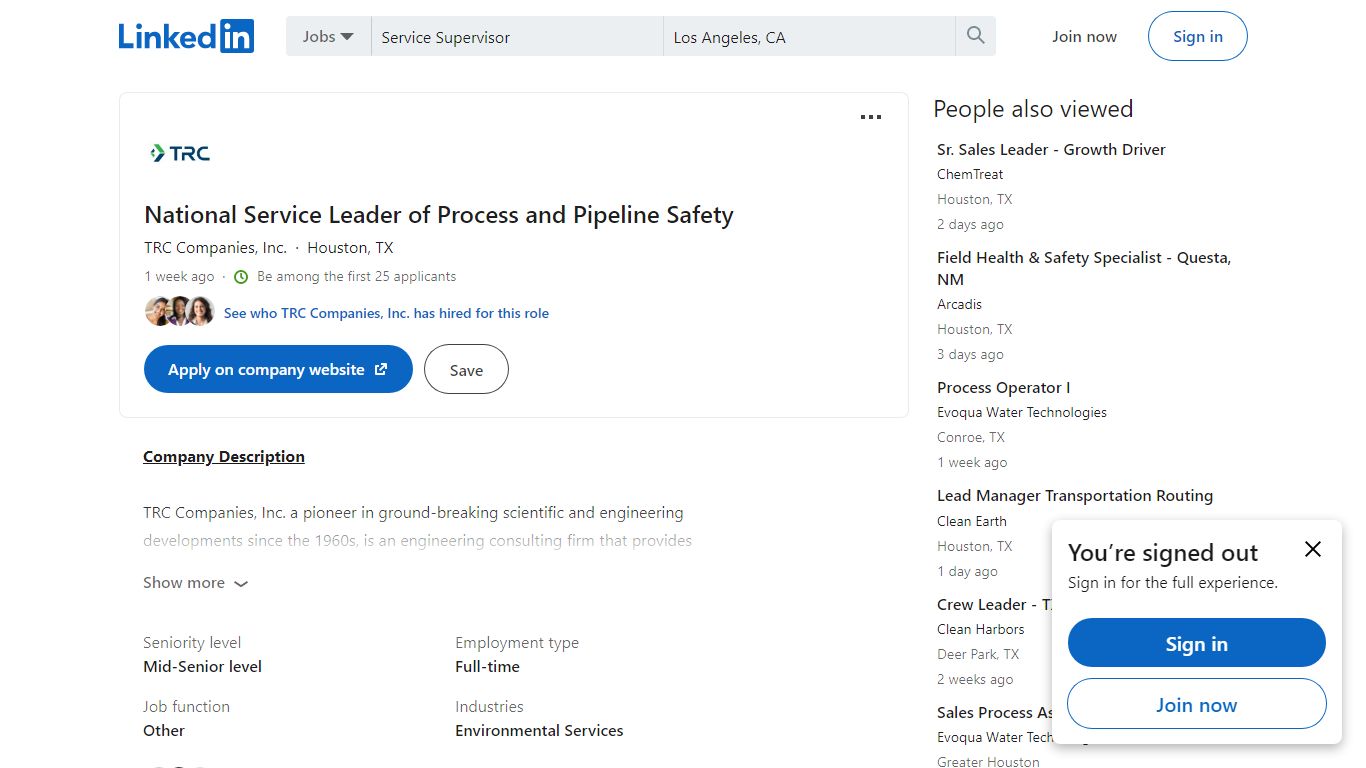 National Service Leader of Process and Pipeline Safety - LinkedIn